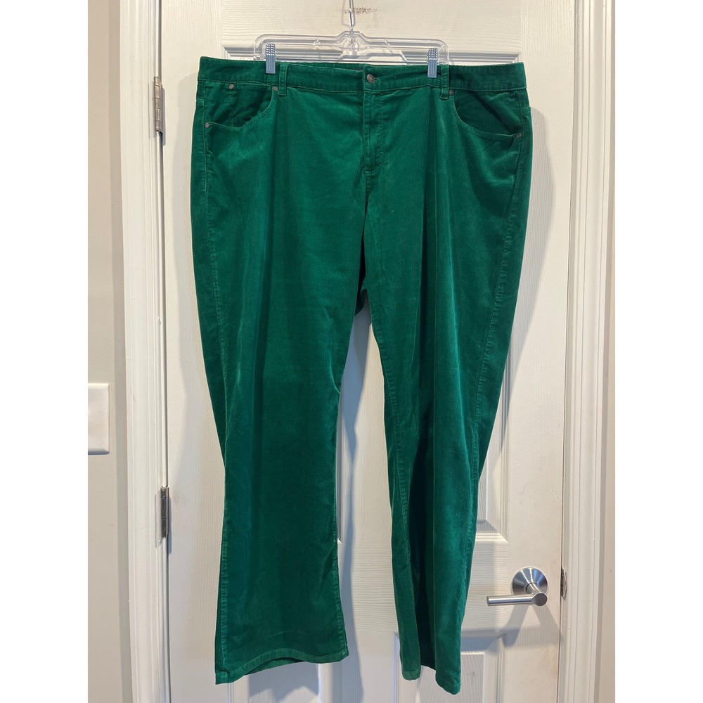 Talbots Woman Heritage Emerald Green Corduroy Pants Straight Leg Size 24W